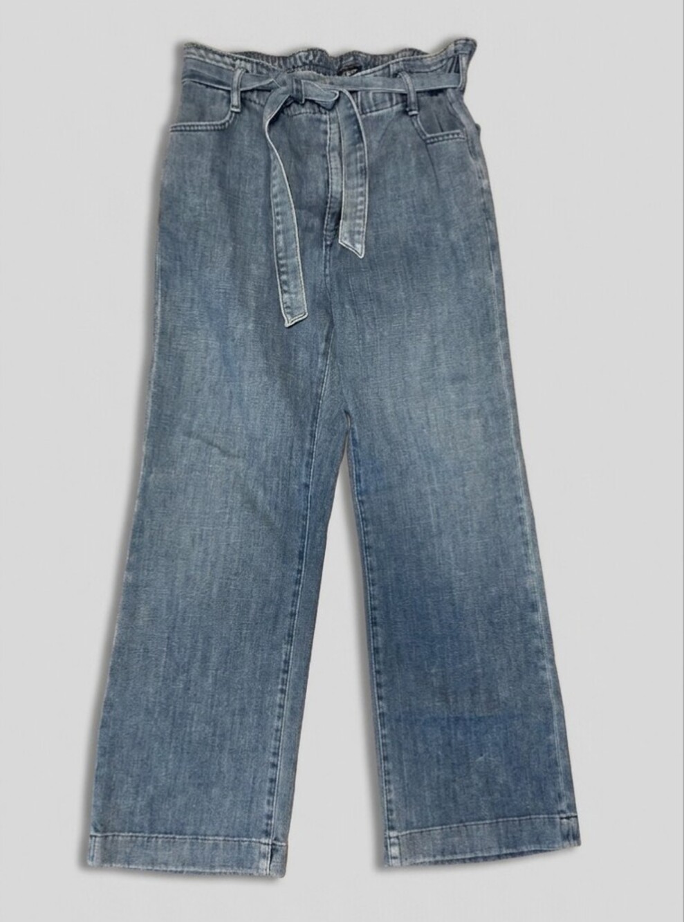 J.Crew Re-Imagined Paperbag Waist Jeans Size 31 Light Wash Wide Leg Sustainable